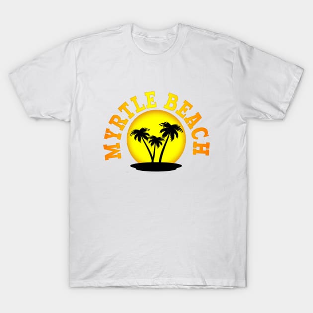 Myrtle Beach Sun and Palmetto or Palm Trees T-Shirt by Roly Poly Roundabout